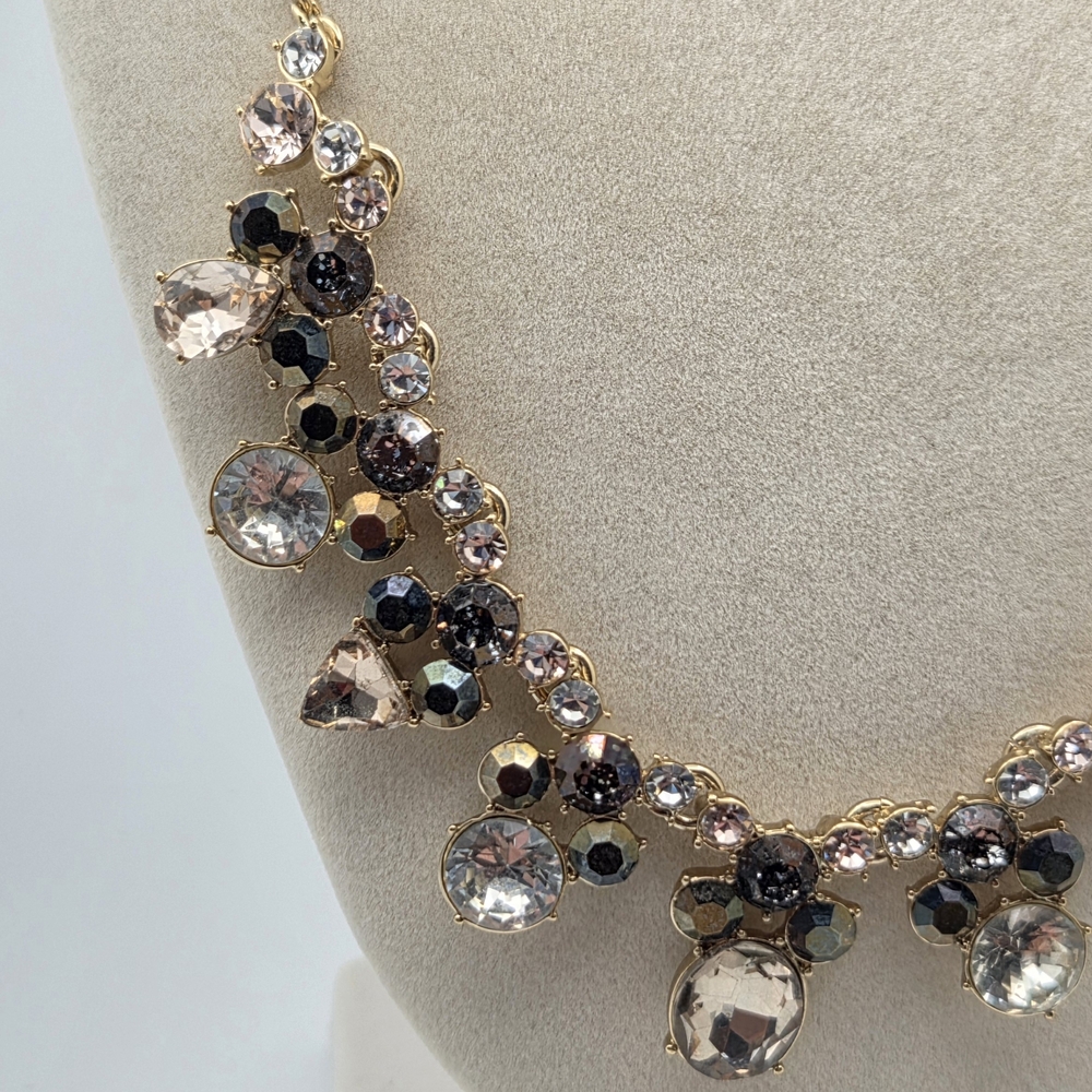 Givenchy Crystal Statement Bib Necklace Gold Tone… - image 8